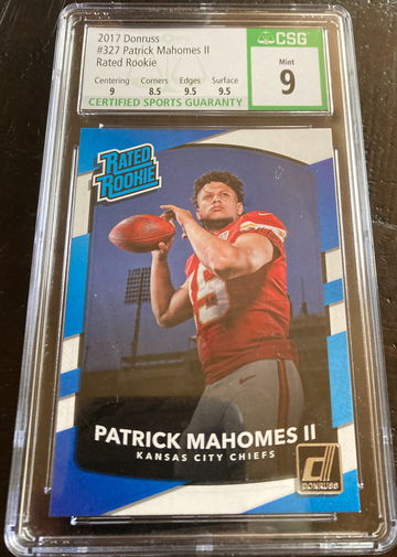 2017 Donruss Patrick Mahomes III Rated Rookie CSG 9 Mint