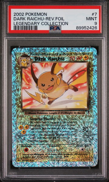 2002 Pokemon Legendary Collection Reverse Holo Dark Raichu #7 PSA 9