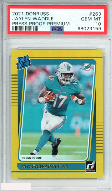 2021 PANINI DONRUSS JAYLEN WADDLE #263 PRESS PROOF PREMIUM PSA 10 GEM MT