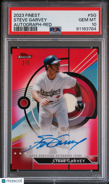 2023 Topps Finest Finest Autographs Steve Garvey #SG Red /5 PSA 10
