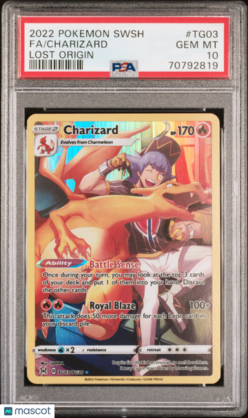 2022 Pokemon Sword & Shield Lost Origin Charizard Fa Lost Origin PSA 10 #TG03