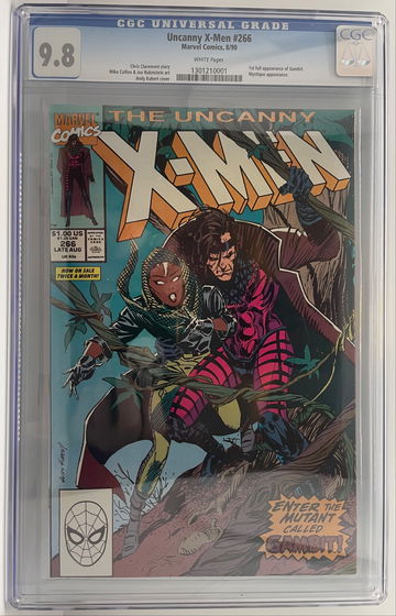 Uncanny X-Men 266,CGC 9.8,White pages,1st full appearance of Gambit