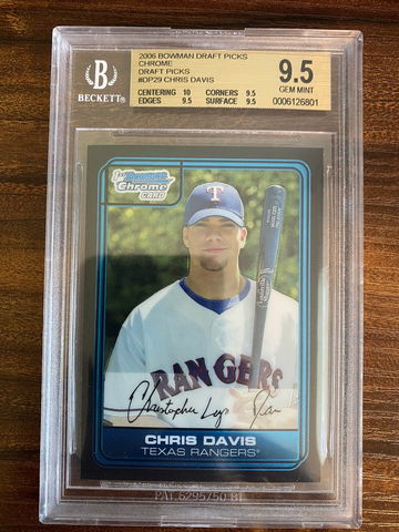 CHRIS DAVIS 2006 BGS 9.5 RC Bowman Draft Picks Chrome
