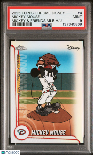 2025 Topps Chrome Disney Mickey & Friends MLB Home Jersey Mickey Mouse #4 PSA 9