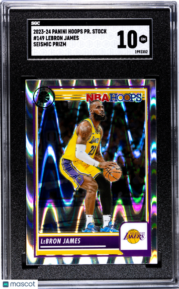 2023 Panini Hoops Premium Stock LeBron James #149 Seismic Prizm SGC 10