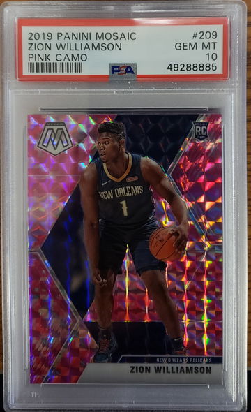 2019 panini mosaic pink camo zion williamson #209 psa 10