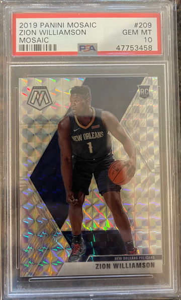 2019 Mosaic ZION WILLIAMSON Silver Wave RC #209 Rookie PSA 10