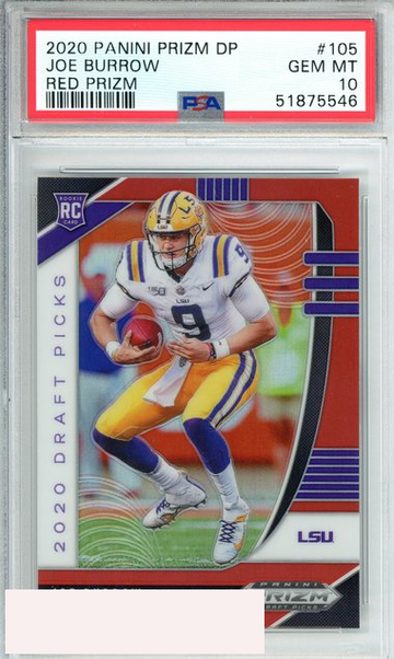 2020 PANINI PRIZM DP JOE BURROW #105 RED PRIZM BENGALS ROOKIE RC PSA 10 GEM MT