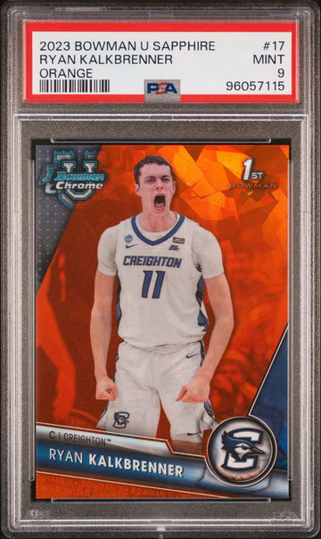 2023 Bowman University Chrome Sapphire Orange Ryan Kalkbrenner #17 /25 PSA 9