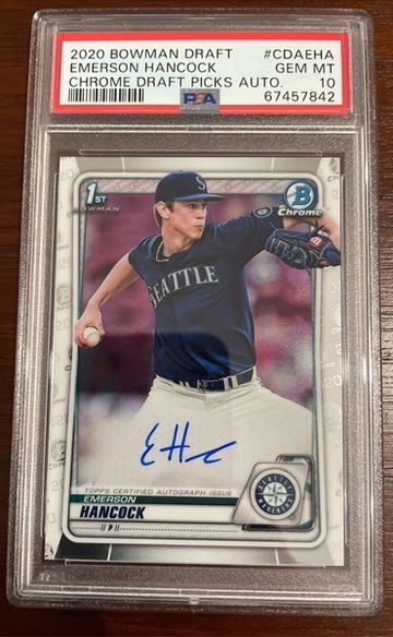 2020 Bowman Draft Chrome Draft Picks Autographs CDAEHA Emerson Hancock PSA 10