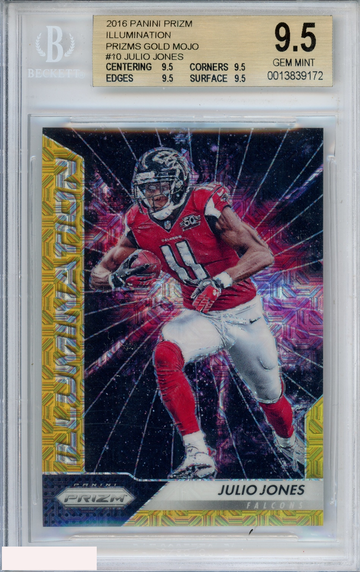 2016 PANINI PRIZM ILLUMINATION JULIO JONES #10 GOLD MOJO PRIZM 2 OF 10 BGS 9.5