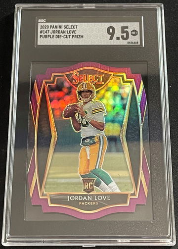 2020 Panini Select Jordan Love Premier Purple Die Cut #147 SGC 9.5 Mint+ Packers