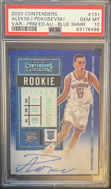 2020 Panini Contenders Aleksej Pokusevski Blue Shimmer PSA 10 GEM - MT
