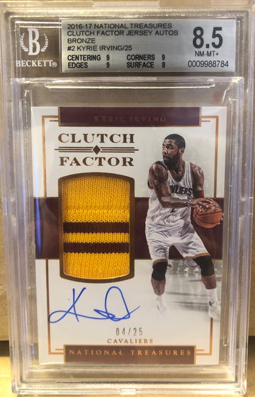 2015-16 National Treasures Kyrie Irving Clutch factor jersey auto 4/25 game used (from HKG 14-21 days shipping)