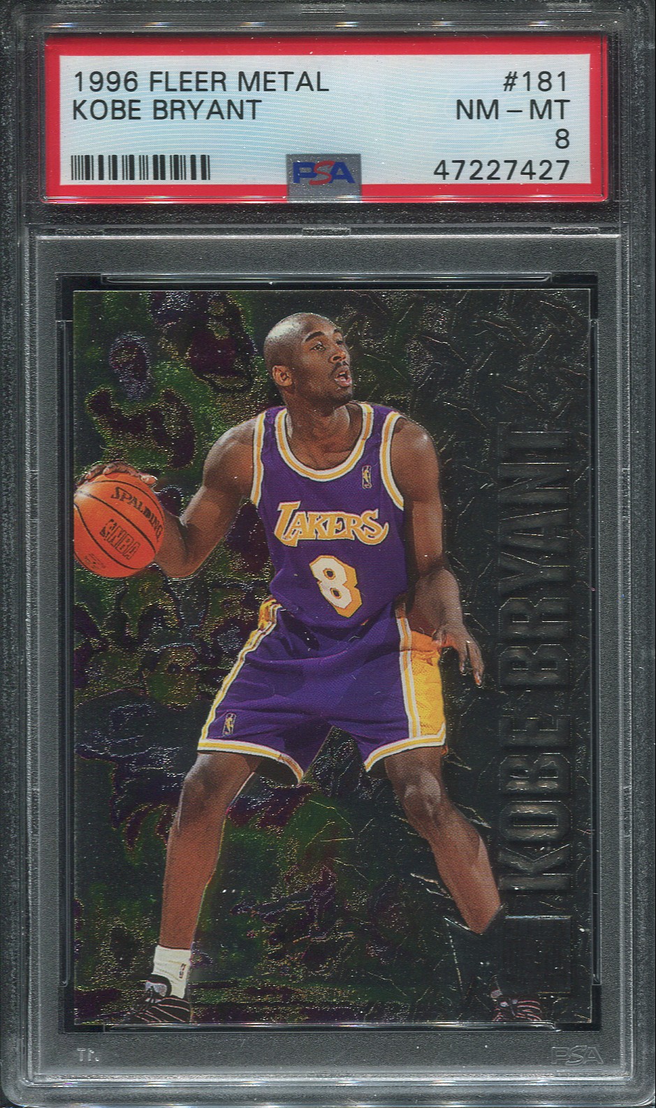 Kobe Bryant, PSA 8, 1996-1997 Fleer Metal RC, Rookie Card #181