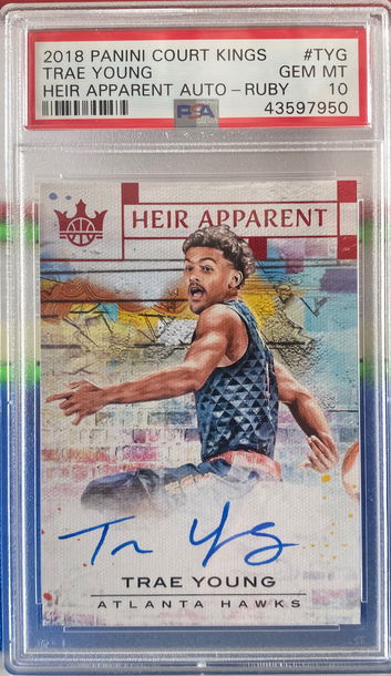 2018 Panini Court Kings Trae Young Heir Apparent Auto - Ruby 80/99 PSA 10 Rookie Card RC