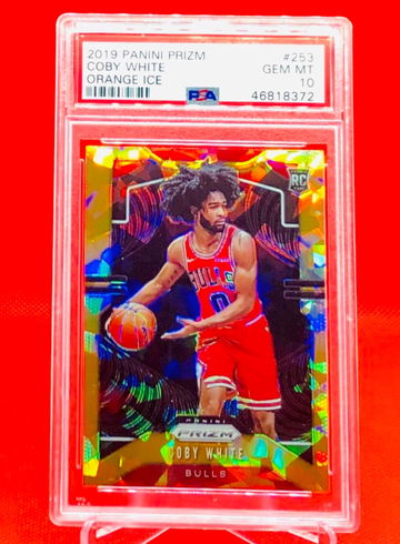 Coby White Rookie RC Prizm Orange Ice PSA 