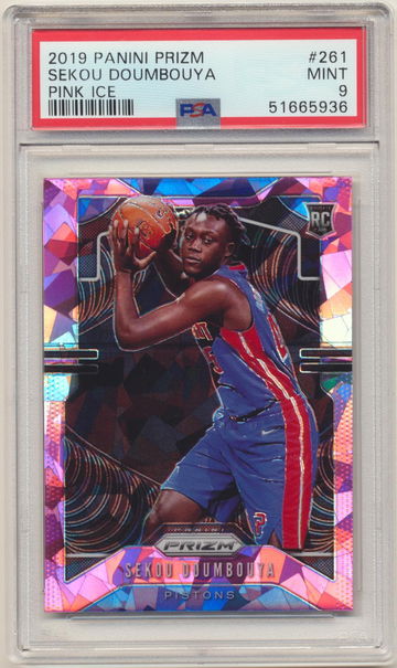 PSA 9 MINT! SEKOU DOUMBOUYA 2019 PANINI PRIZM PINK ICE ROOKIE CARD #261 NETS RC