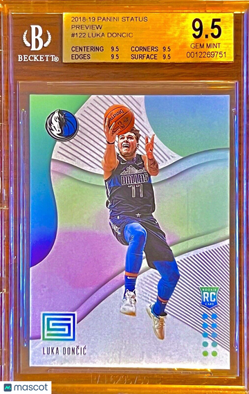 SSP True Gem BGS 9.5 RC Luka Doncic 2018-19 Status Preview Pastel Holo Case Hit