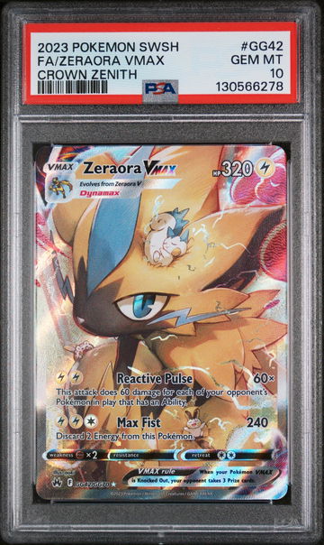 2023 Pokemon Sword and Shield Crown Zenith Galarian Gallery Zeraora Vmax #GG42 PSA 10