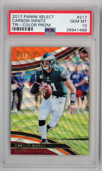 2017 Panini Select Prizm Tri Color /99 Carson Wentz PSA 10