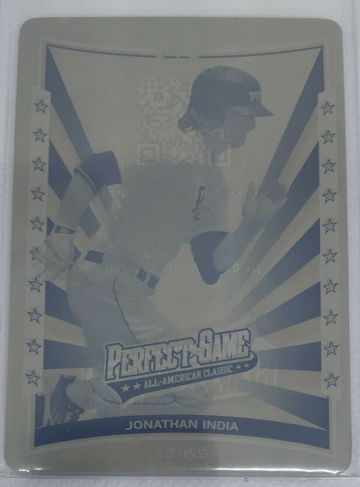  2014 Leaf Perfect Game Cyan Printing Plate Jonathan India Rookie Card RC 1/1