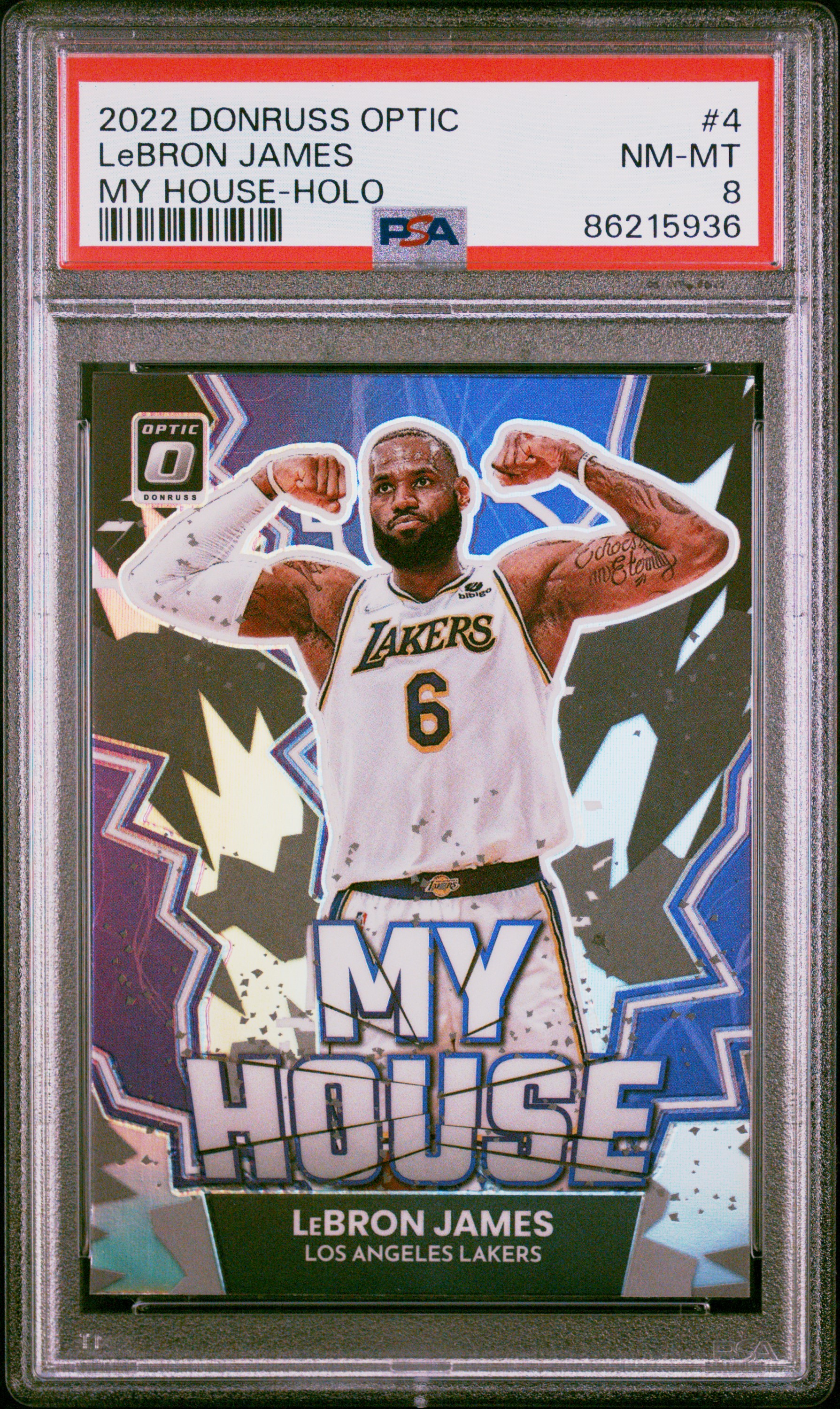LeBron James 2022-23 Donruss Optic My House Holo PSA8 NM-MT Lakers