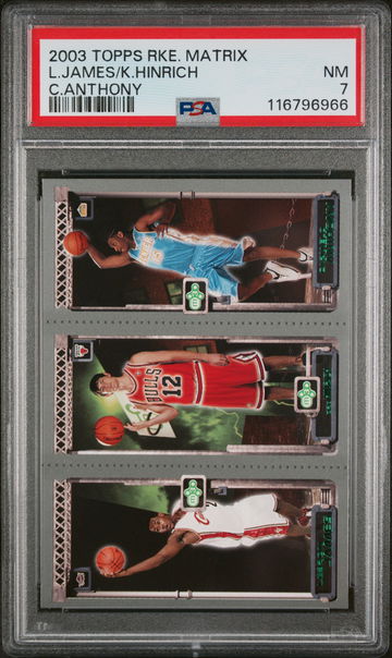 2003 Topps Rookie Matrix LeBron James/Kirk Hinrich/Carmelo Anthony #111/117/113 RC PSA 7