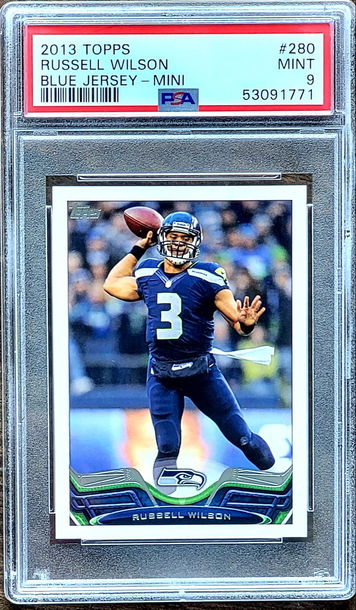 2013 RUSSELL WILSON SP Topps Mini Blue Jersey PSA 9 POP 2 Seattle Seahawks #280