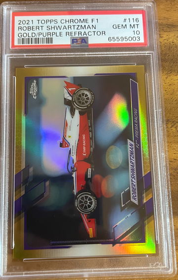 2021 TOPPS CHROME F1 ROBERT SHWARTZMAN GOLD PURPLE REFRACTOR #116 PSA 10 GEM MINT