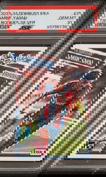 2023-24 Donruss FIFA Soccer The Rookies #25 SILVER Lamine Yamal RC Rookie PSA 10