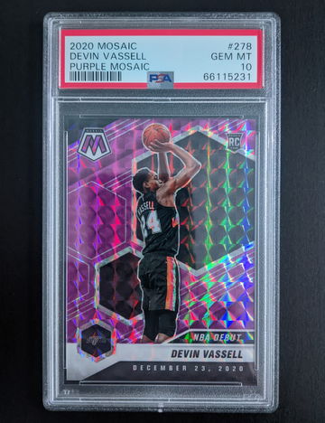 2020-21 Mosaic Devin Vassell NBA Debut Purple Mosaic /49 Spurs PSA 10 POP 1