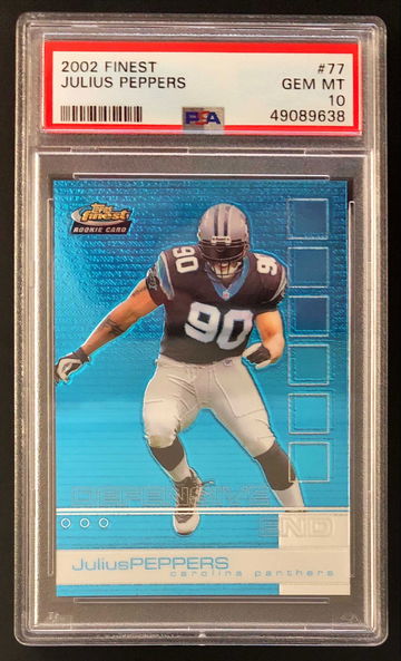 2002 Topps Finest Julius Peppers #77 RC Rookie Future HoF - PSA 10 Gem! Panthers