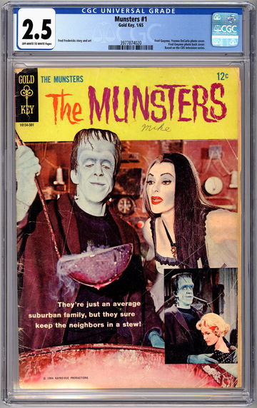 THE MUNSTERS #1 CGC 2.5 GOLD KEY ADAPTATION OF CULT 1960’S TV COMEDY SERIES 1965