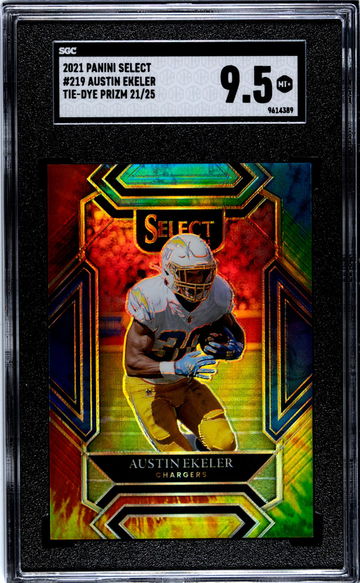 2021 Panini Select #219 Austin Ekeler Tie-Dye Prizm /25 SGC 9.5