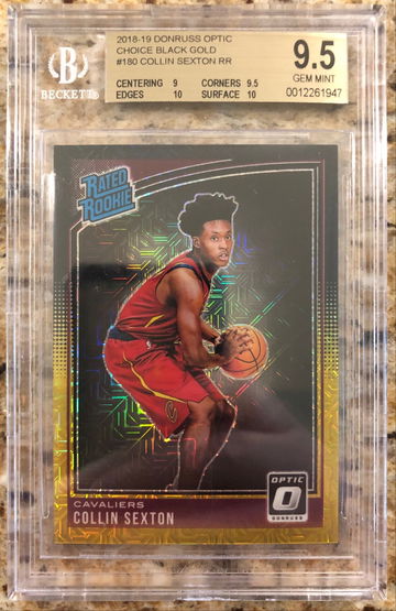 2018-19 COLLIN SEXTON DONRUSS OPTIC BLACK GOLD CHOICE /8 RC BGS 9.5 GEM MINT
