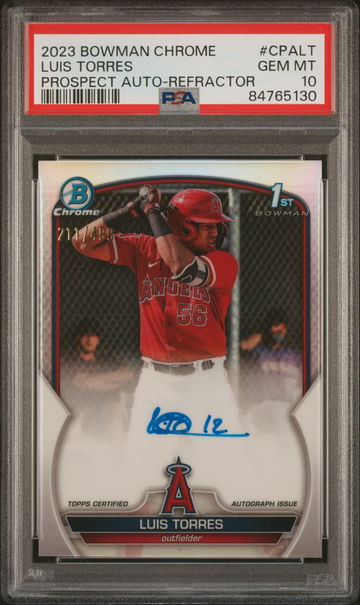 2023 Bowman Chrome #CPALT Luis Torres Prospect Auto-Refractor /499 Auto PSA 10