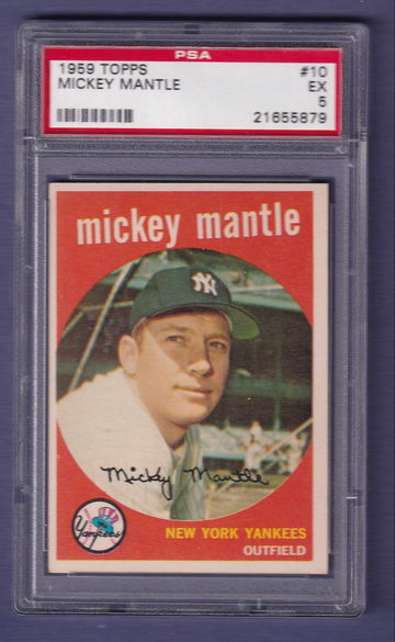 1959 Topps #10 Mickey Mantle PSA 5
