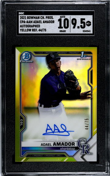 2021 Bowman Chrome Prospects #CPA-AA Adael Amador Yellow Ref Auto SGC 9.5 44/75