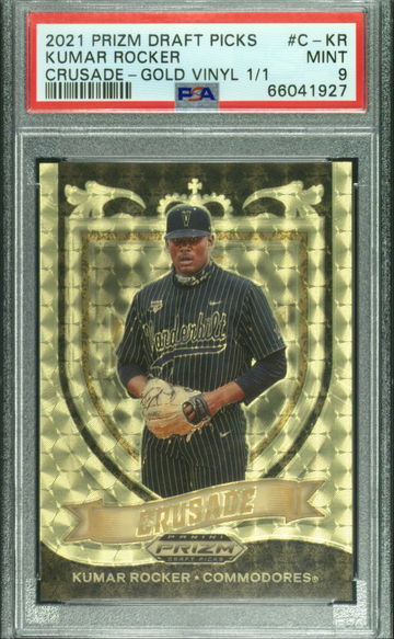 2021 Panini Prizm Draft Picks Kumar Rocker Crusade Gold Vinyl Superfractor 1/1 SSP PSA 9 Mint