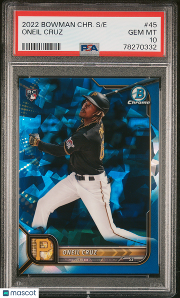 2022 Bowman Chrome Sapphire Edition Oneil Cruz #45 Rookie RC PSA 10