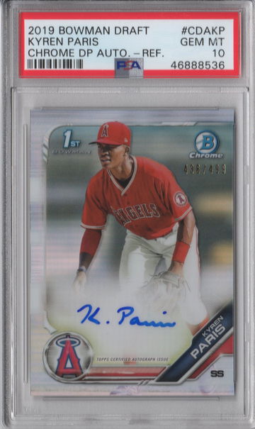 2019 Bowman Chrome Draft Kyren Paris Auto Refractor PSA 10