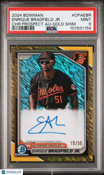 2024 Bowman Chrome Prospect Autographs Enrique Bradfield JR. #CPAEBR Gold Shim PSA 9