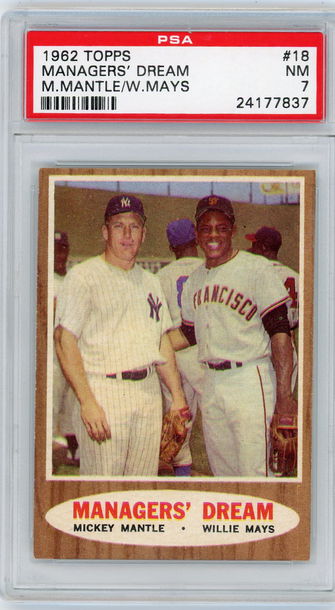 1962 Topps Managers' Dream #18 MICKEY MANTLE WILLIE MAYS PSA 7 VINTAGE HOF
