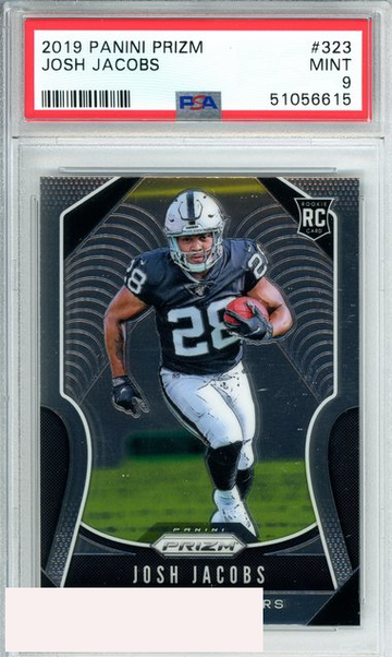 2019 PANINI PRIZM JOSH JACOBS #323 OAKLAND RAIDERS ROOKIE RC PSA 9 MINT