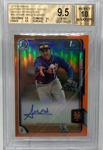 2015 Bowman Chrome Orange Refractor Autograph Amed Rosario BGS 9.5 #8/25