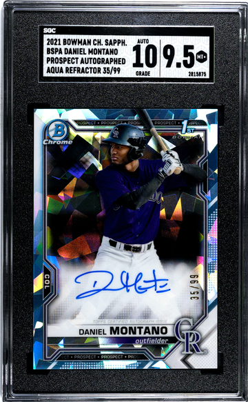 2021 Bowman Chrome Sapphire #BSPA-DM Daniel Montano Prospect Auto. Aqua Refractor 35 SGC 9.5