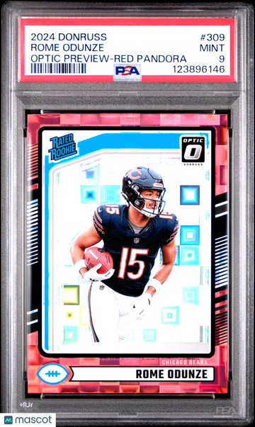 2024 Panini Donruss Rome Odunze #309 Optic Preview Red Pandora PSA 9