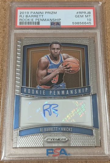 2019-20 Prizm 🏀 RJ Barrett Rookie Penmanship AUTO PSA 10 New York Knicks RC 🔥