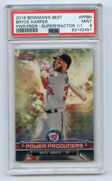 BRYCE HARPER 2018 Bowman's Best Power Producer Superfractor 1/1 PSA 9 PPBH